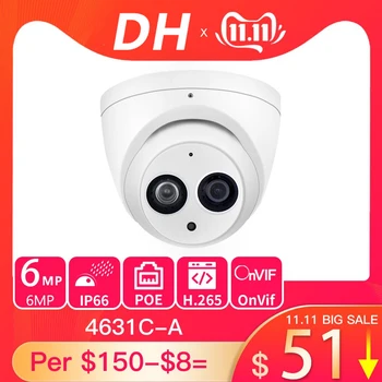 Dahua IPC-HDW4631C-A 6MP HD-POE-Verkon Mini Dome IP-Kamera Metalli Tapauksessa Sisäänrakennettu MIKROFONI CCTV 30M IR Päivitys IPC-HDW4433C-A
