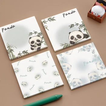 Söpö Sarjakuva Panda Lähetetty Sticky Notes Liima Viestin Kannettava Notepad Revittävä 50 Arkkia Ink-näyttö Sileä Kirjallisesti Opiskelija