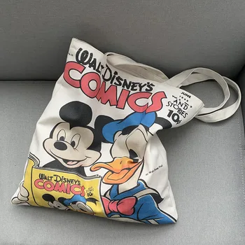 Disney sarjakuva Minnie Mikki Aku Ankka tyttö olkalaukku käsilaukku kangas suuri kapasiteetti opiskelija graffiti koulu laukku
