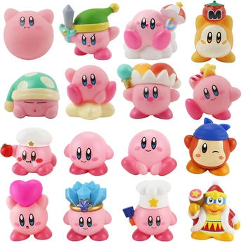 4-8kpl Anime Pelit Kirby hahmot Leluja Vaaleanpunainen Sarjakuva Kawaii Kirby PVC Söpö Kuva Toimia Lelu Joulun Lahja Lapsille