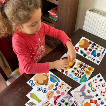 Lapset DIY Tarroja Puzzle-Pelit Make-a-Face Eläinten Koota Palapeli Lapsille Lahjoja, Tunnustaminen Koulutuksen Leluja Tytöille