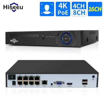 Hiseeu 4CH 10CH 16CH 4K 8MP, 5MP POE NVR POE IP-CCTV Kameran Järjestelmä Kit H. 265+ CCTV NVR-Audio-Video Record-ONVIF