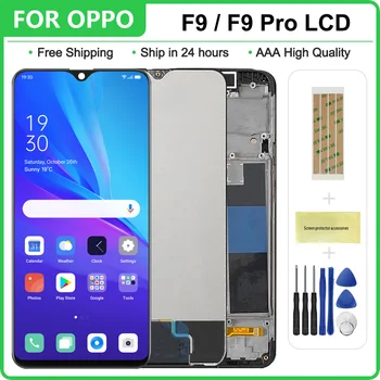 Alkuperäinen Näyttö OPPO F9 LCD-Kosketusnäyttö Digitoinut Runko Assembly OPPO F9 Pro CPH1823 CPH1881 CPH1825 LCD-Näyttö
