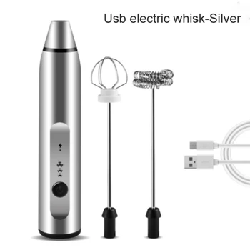 Maidonvaahdotin Handheld USB-Ladattava Sähkö Vaahto Keittomahdollisuus Muna Vispilä Kahvin Mini Maidon Vaahdottajan Juoda Mikseri, jossa on 2 Whisks