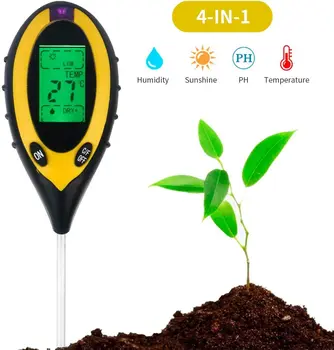 Maaperän pH-Testaaja 4-in-1 Maaperän Testaaja Kosteuden Mittari Kasvi Maaperän Testaaja Kit PH, Valoa Ja Kosteutta Lämpötila Testaaja Kukka