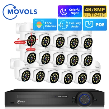 Movols 4K 16CH POE valvontajärjestelmä 8MP 4MP kaksisuuntainen Audio, PTZ CCTV XMEYE Järjestelmän AI P2P-Suojaus-Kamera videovalvonta Kit