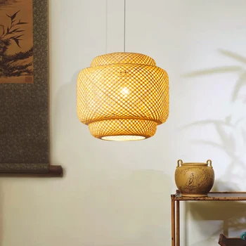 Kiinalainen Tyyli Riipus Valoa Handmake Bambu Roikkuu Lamput Ruokasali, Olohuone Sisustus Ravintola Loft Valaisin Hanglamp