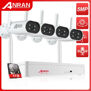 ANRAN 5MP Valvonta-Kit Kamera Langaton Set Security System 1920P 8CH NVR Ulkouima-IP66 Vedenpitävä kaksisuuntainen Audio H. 265 Video