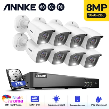 ANNKE FC800 4K Ultra HD-8CH DVR valvontakamera Järjestelmä, jossa 8PCS Koko Väri Night Vision Kotiin Ulkouima-CCTV Kit