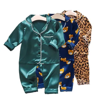 Lasten Pyjama Asettaa Vauvan Puku Lapsille Vaatteita Taapero Pojat Tytöt Vaatteet Ice Silkki Satiini Topit Paidat Housut Kotiin, Lapset PYJAMAN