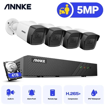 ANNKE H500 8CH 5MP Turvallisuus Kameran Järjestelmä NVR Kit CCTV videovalvonta H. 265+ Super HD-PoE-4KPL Ulkouima-IP-kamera Plug &Play