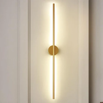 Moderni Yksinkertainen Lineaarinen Putki LED-Seinä Lamppu Ylös Alas Tausta Vastakkaiseen Seinään Valo LED Sängyn Aula, Käytävä Musta Kulta LED-Lampetti