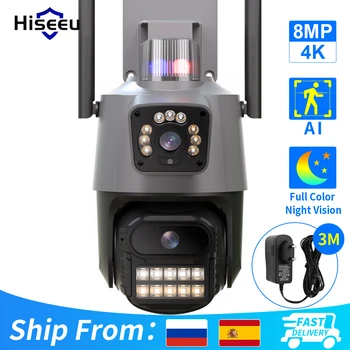8MP 4K 8MP 4K Wifi Kamera Dual Lens AI Automaattinen Seuranta Ulkouima-Turvallisuus Kamera CCTV Video-valvontakamera Poliisi Valo-Hälytys