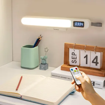 Pöytälamppu USB-LED-Kello, Pöytä Lamppu Ladattava Kannettava Tietokone Monitor Kevyttä Lukemista Opinto-Office Kirjoituspöytä Valot