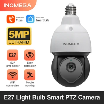 INQMEGA Tuya E27-Lamppu Kameran IP-PTZ Wifi-Kamera, Turvallisuus CCTV Suojaus E27-Lamppu Floodlight Kameran liiketunnistimen Alexa