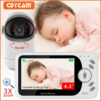 4.3 Tuuman Video Vauva Seurata Kameran Kanssa Pan Tilt, Digitaalinen Zoom Langaton Kaksisuuntainen Audio Pimeänäkö Turvallisuus Kamera Lapsenvahti