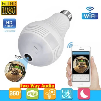 2MP Wifi Panoraama Kamera Security Lampun Panoraama-Lamppu CCTV Video-Langaton IP-HD-Kamera Valvonta Fisheye Night Vision-Kameran