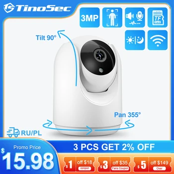 TinoSec HD 3 MEGAPIKSELIN Langaton IP-Kamera Sisäuima-Vauva Seurata Ihmisen Havaita, Automaattinen Seuranta Kaksi-tie Audio Record PTZ WiFi-Kamera P2P iCsee