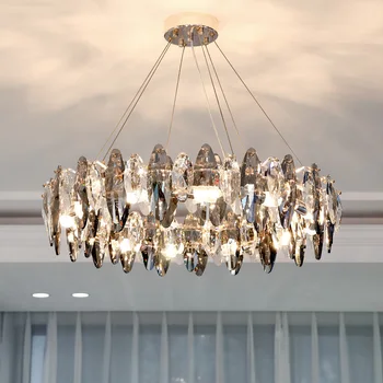 Pohjoismaiden Luxury Crystal Kattokruunut Sisäuima-Kattokruunu Valaistus Kiilto E14 LED Riipus Lamppu varten Olohuone Art Sisustus Roikkuu Lamppu