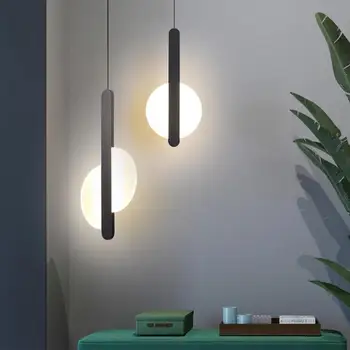 Pohjoismaiden sängyn riipus lampun pitkän linjan lamppu ylellisyyttä musta minimalistinen tausta seinä makuuhuoneen riipus lamppu makuuhuone koristelu valo