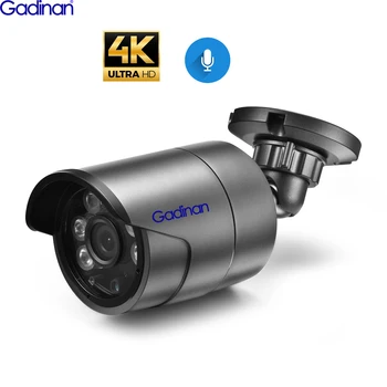Gadinan 8 MEGAPIKSELIN 4K-IP-Kamera H. 265 48V POE-Kamera Ulkouima-Metalli Kiinteä Audio 5MP Kamera 4MP liikkeentunnistus, Infrapuna CCTV Kamera