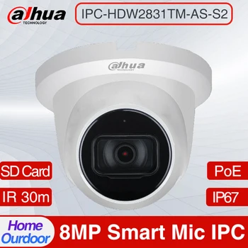 Alkuperäinen Dahua 8 MEGAPIKSELIN Kamera 4K HD-IP-Kamera IPC-HDW2831TM-AS-S2 PoE-IR-IP67 Build-in Mic SD-Korttipaikka CCTV Turvallisuus
