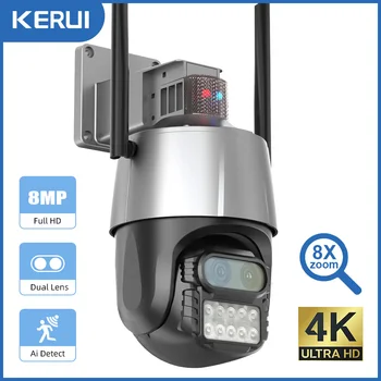 8MP / 4MP WiFi Kamera Dual-Objektiivi, videovalvonta, IP-Kamera, 8X Digitaalinen Zoom-Väri Night Vision Ulkouima-4K-Turvallisuus CCTV Kamera